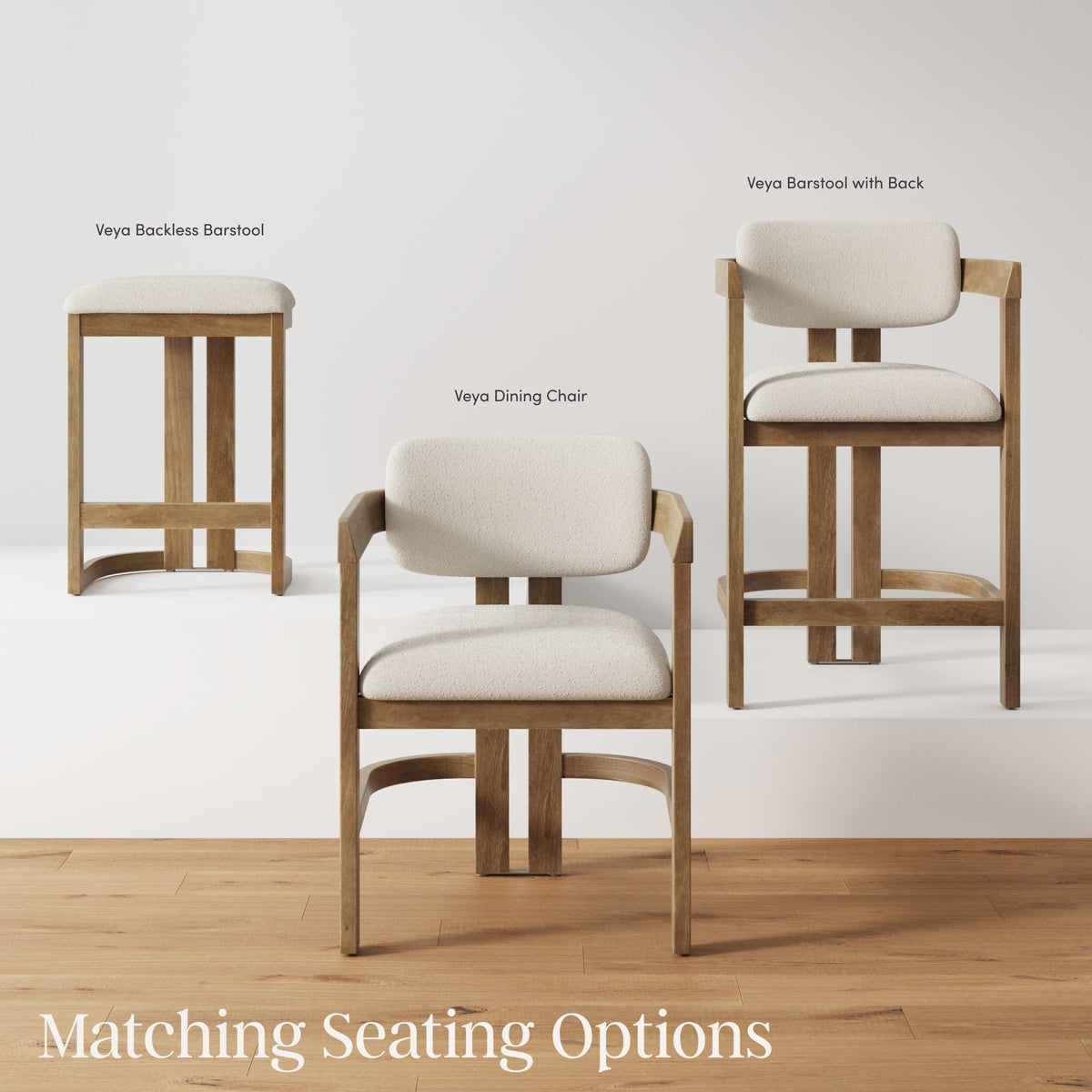 Barrel Wooden Backless Bar Stool Light Brown Set of 3