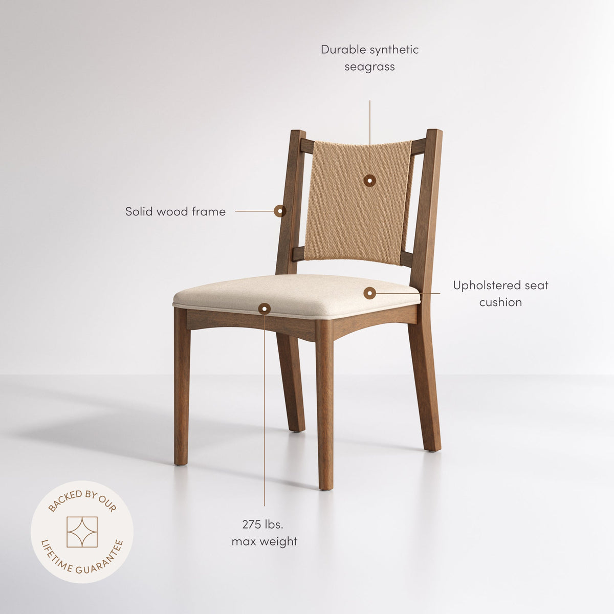 Arched Back Seagrass Dining Chair Medium Brown