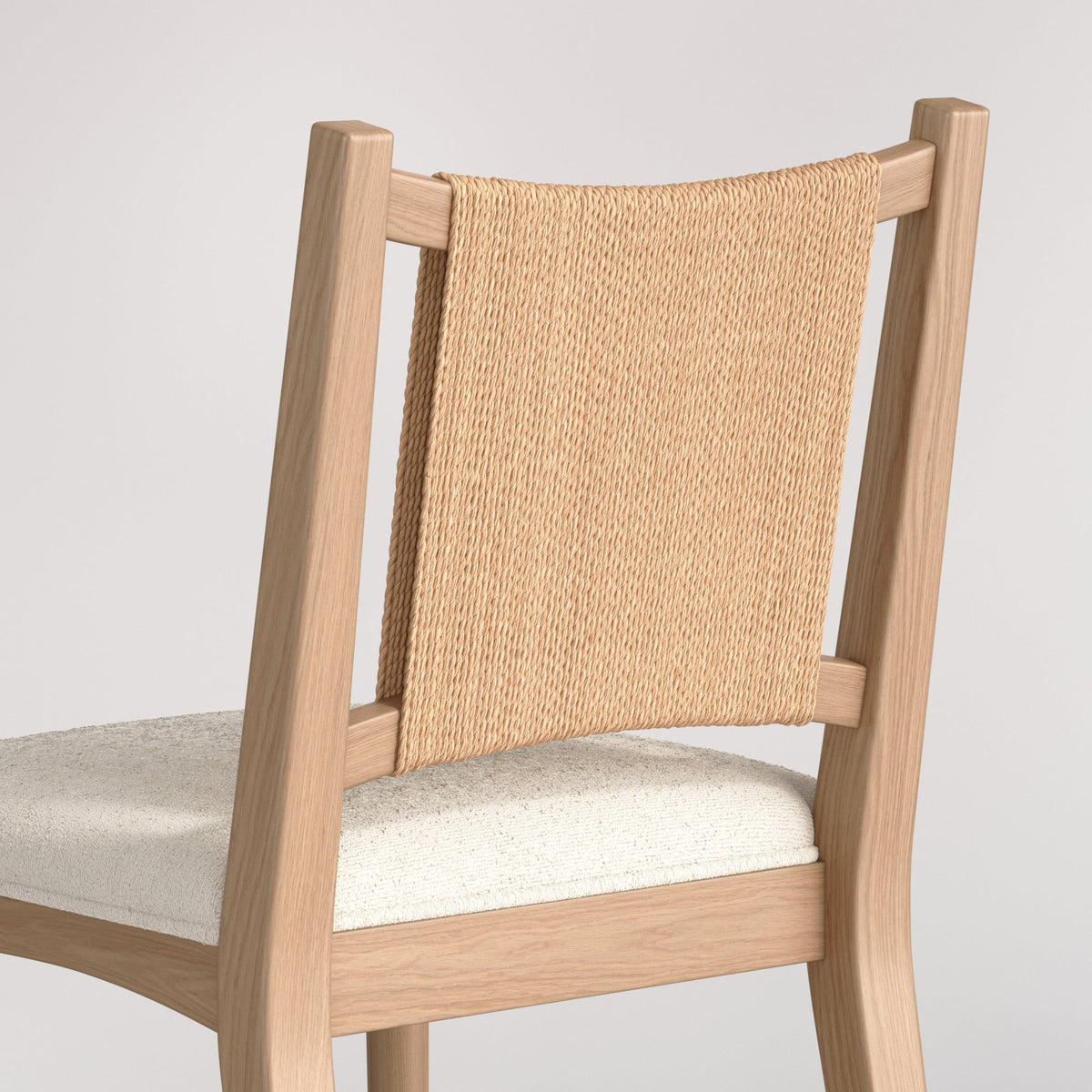 Arched Back Seagrass Boucle Dining Chair Raw Oak
