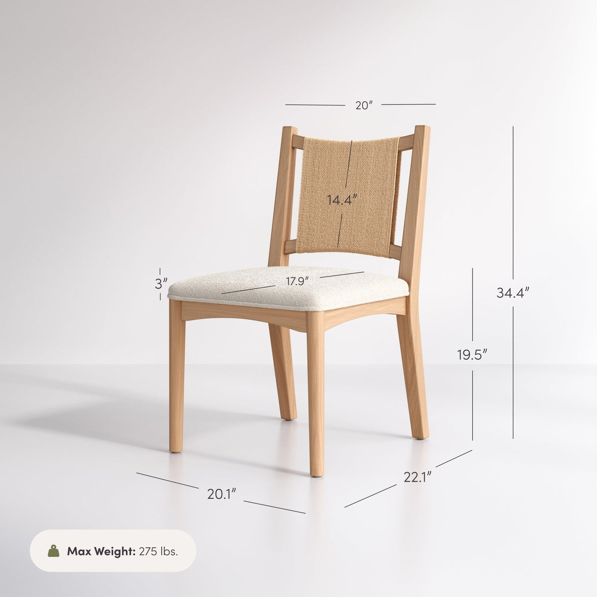 Arched Back Seagrass Boucle Dining Chair Raw Oak