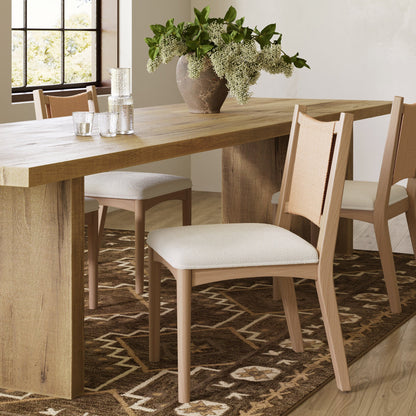Arched Back Seagrass Boucle Dining Chair Raw Oak