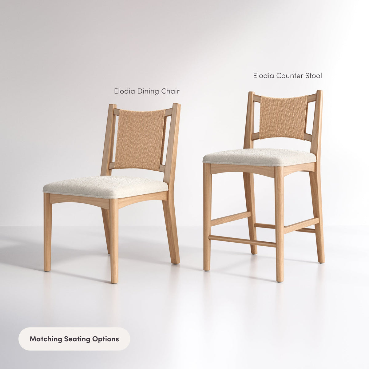 Arched Back Seagrass Boucle Dining Chair Raw Oak