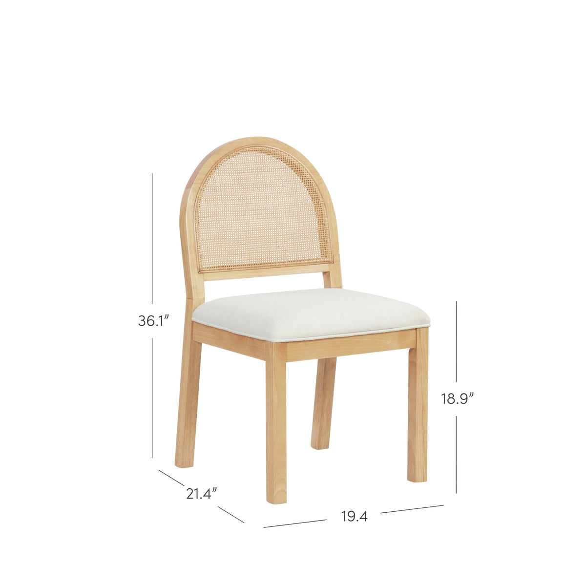 Boucle & Rattan Dining Chair Warm Pine