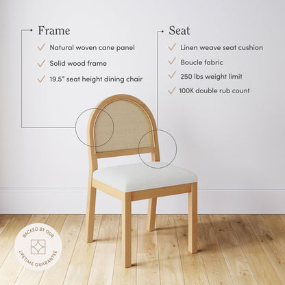 Boucle & Rattan Dining Chair Warm Pine