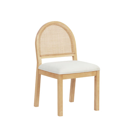 Boucle & Rattan Dining Chair Warm Pine