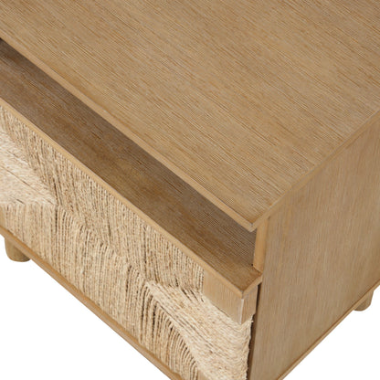 Boho Seagrass & Wood Storage Nightstand