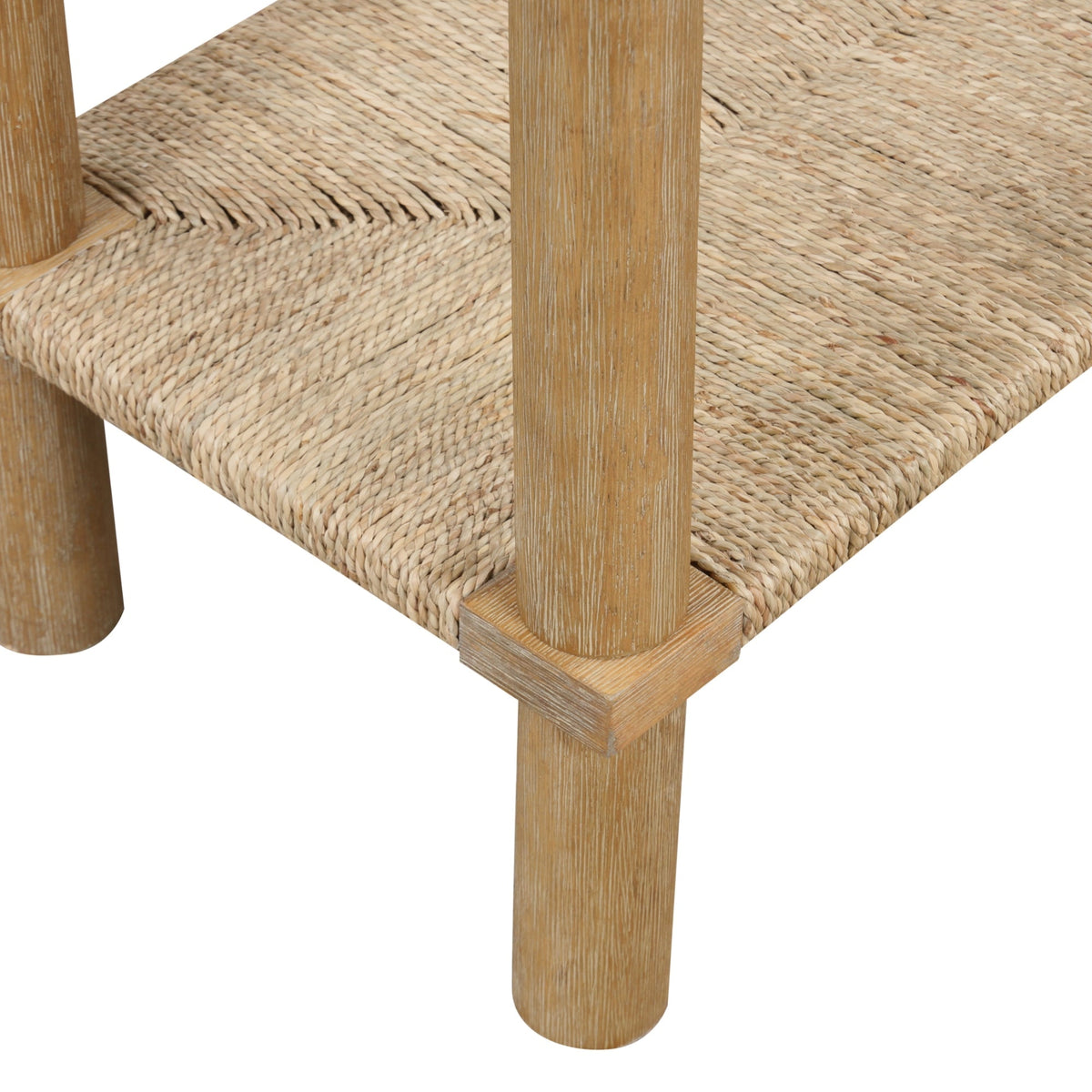 Boho Seagrass & Wood Console Table