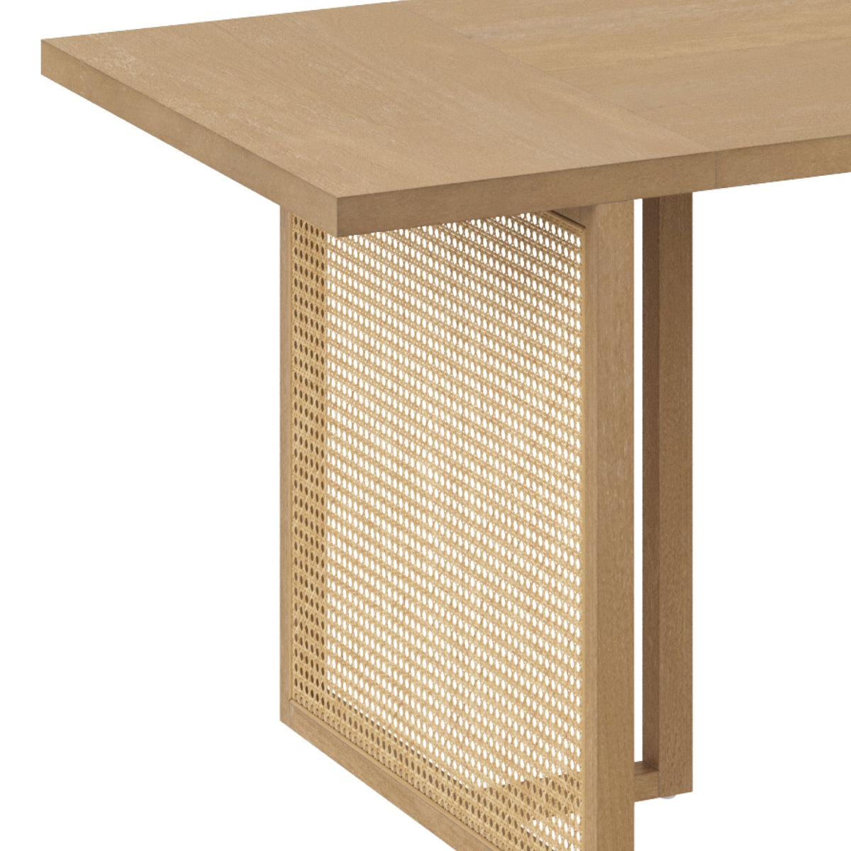 Bohemian Natural Wood & Rattan Dining Table Light Brown