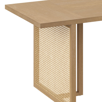Bohemian Natural Wood & Rattan Dining Table Light Brown