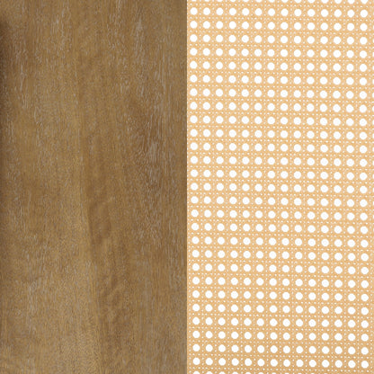 Bohemian Natural Wood & Rattan Dining Table Light Brown