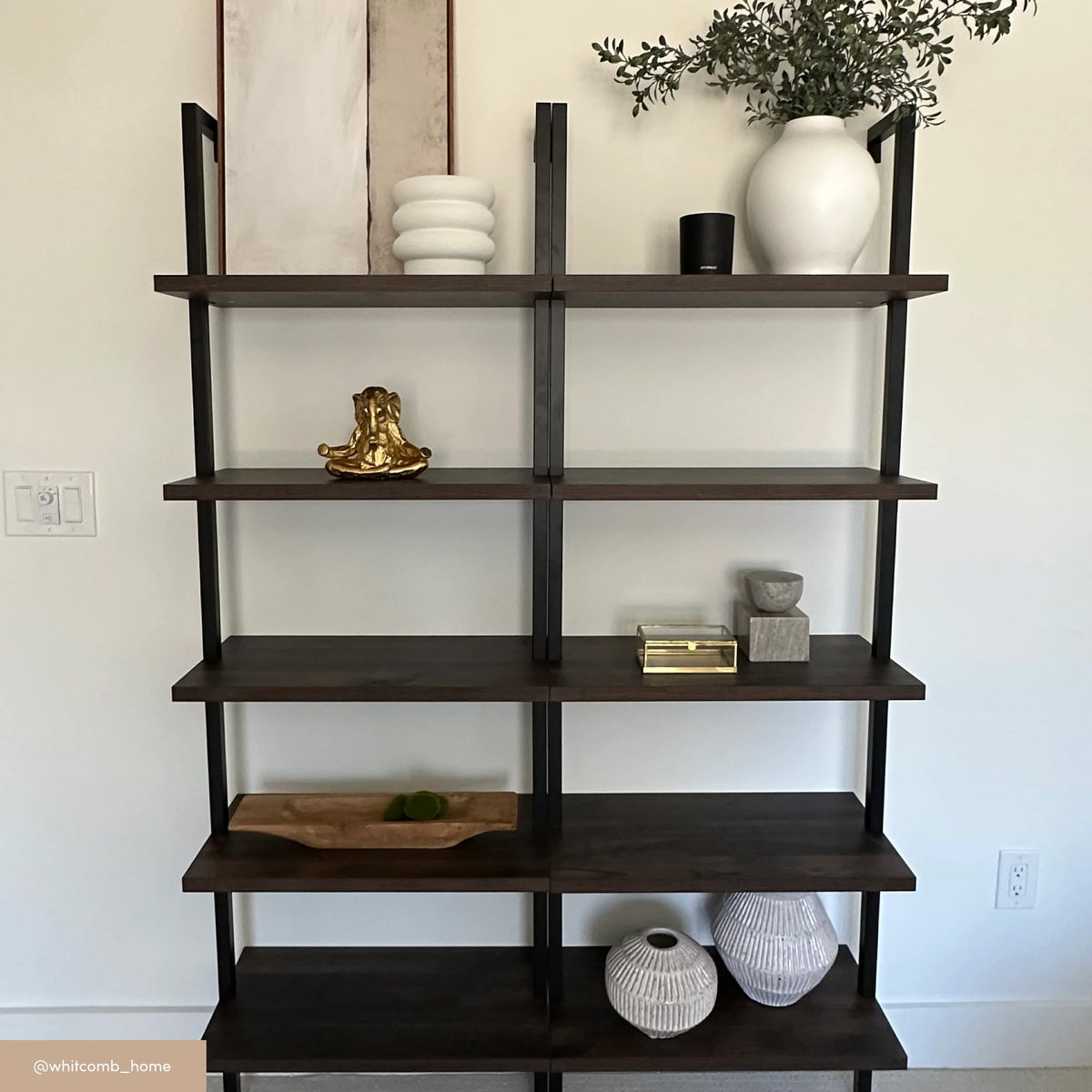 5-Shelf Ladder Wall Bookshelves Nutmeg (Set of 2)