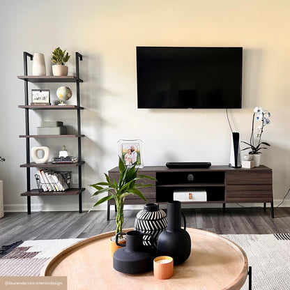 5-Shelf Ladder Bookshelf Nutmeg Matte Black