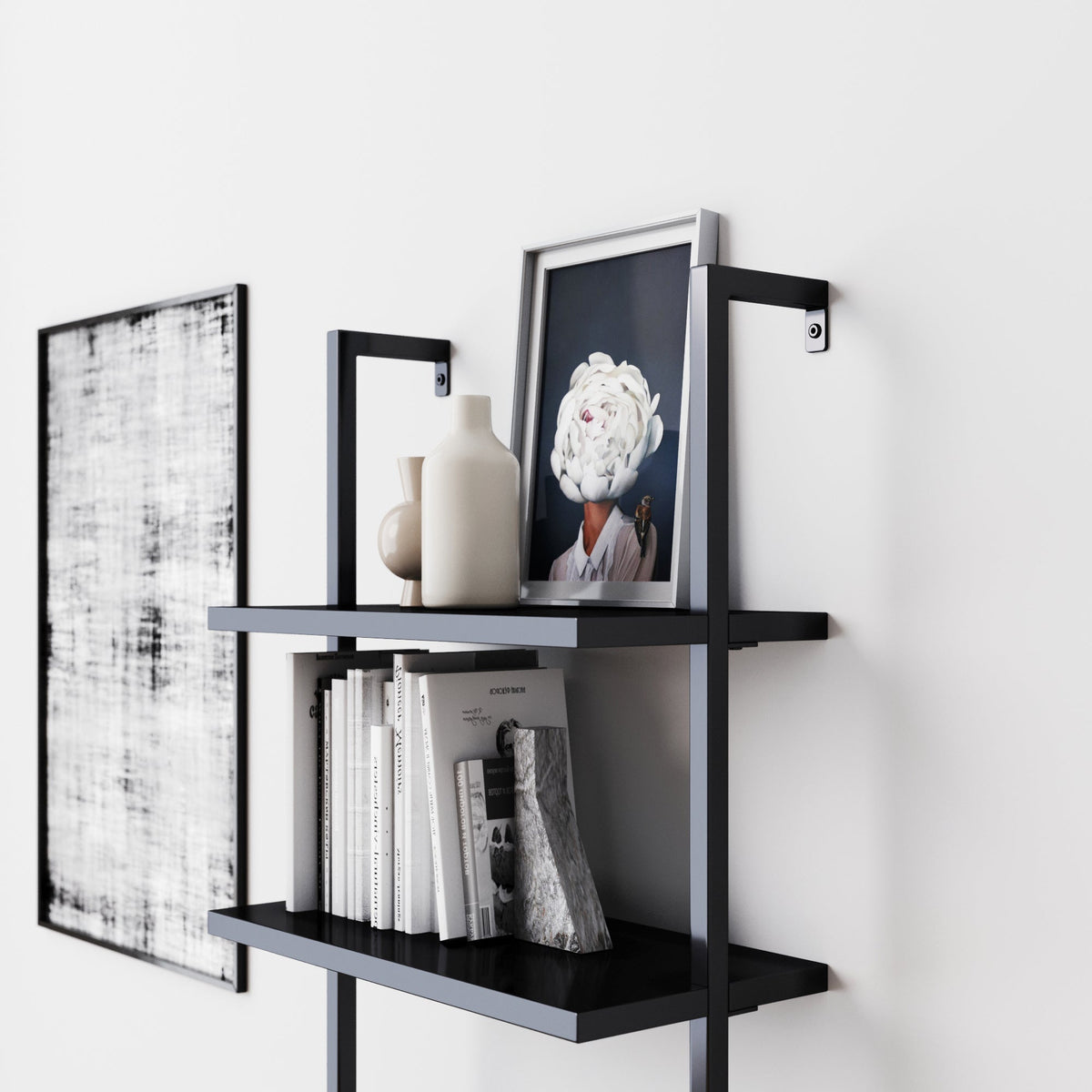 5-Shelf Ladder Bookshelf Black