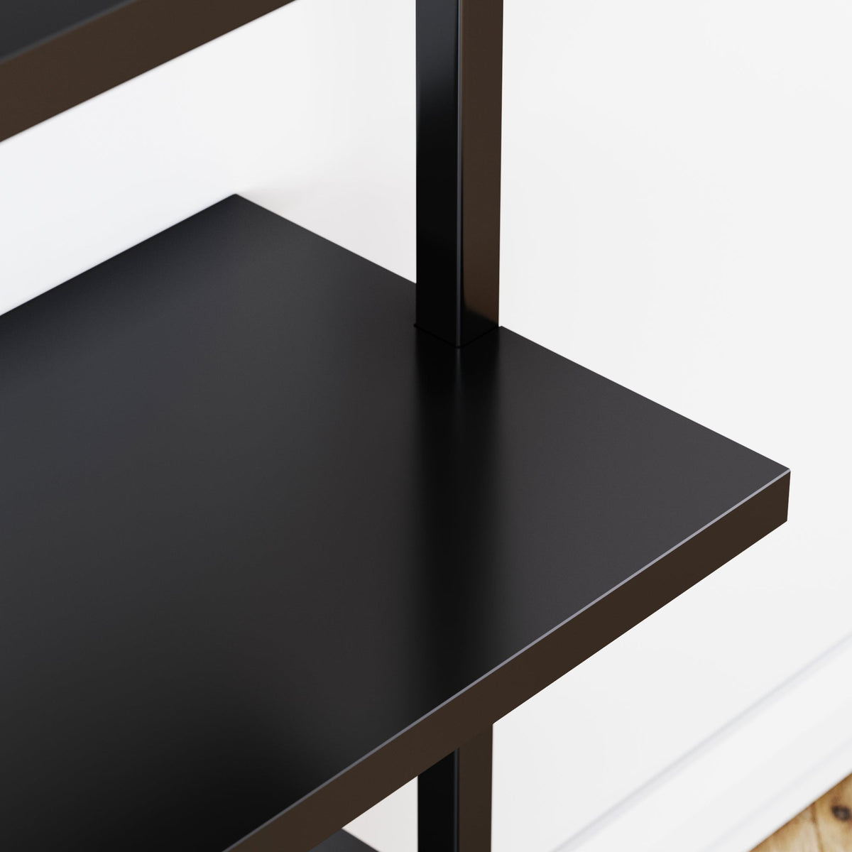 5-Shelf Ladder Bookshelf Black