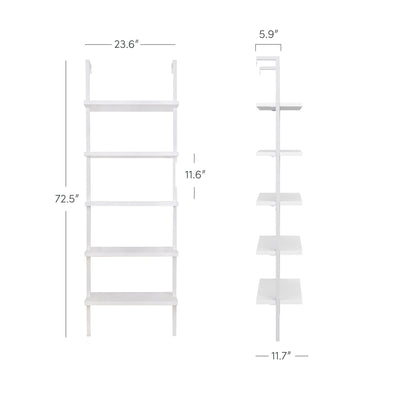 5-Shelf Ladder Bookshelf White