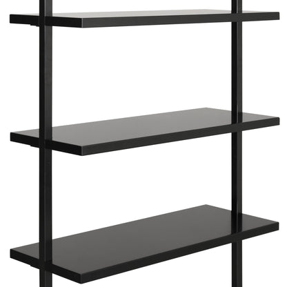 6-Shelf Ladder Bookshelf Black
