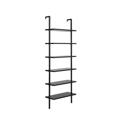 6-Shelf Ladder Bookshelf Black