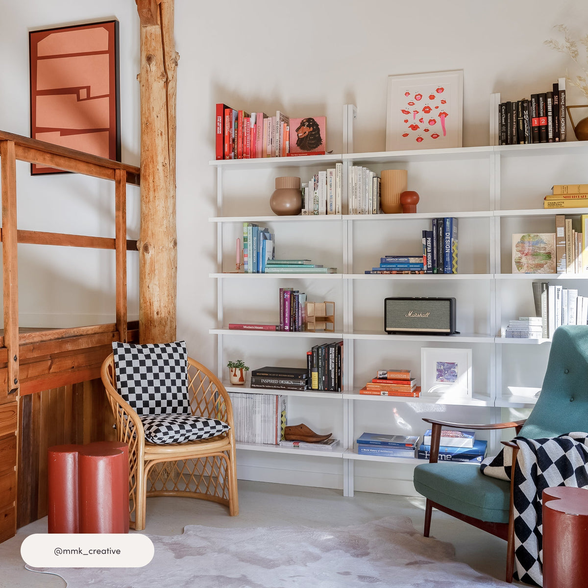 6-Shelf Ladder Bookshelf White