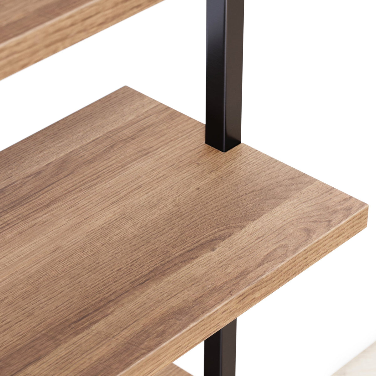 6-Shelf Ladder Bookshelf Oak Matte Black