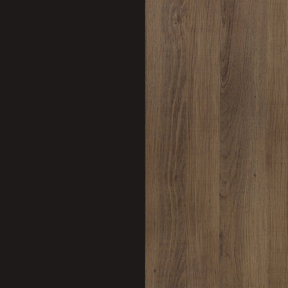 6-Shelf Ladder Bookshelf Oak Matte Black