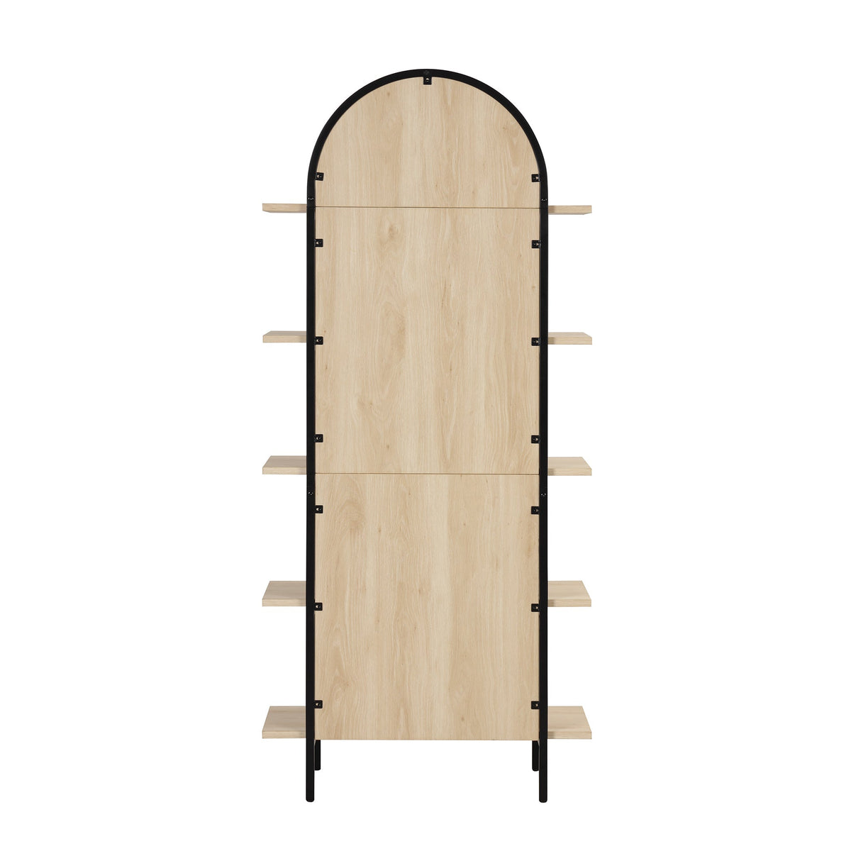 Boho Rattan & Wood Arched Bookshelf